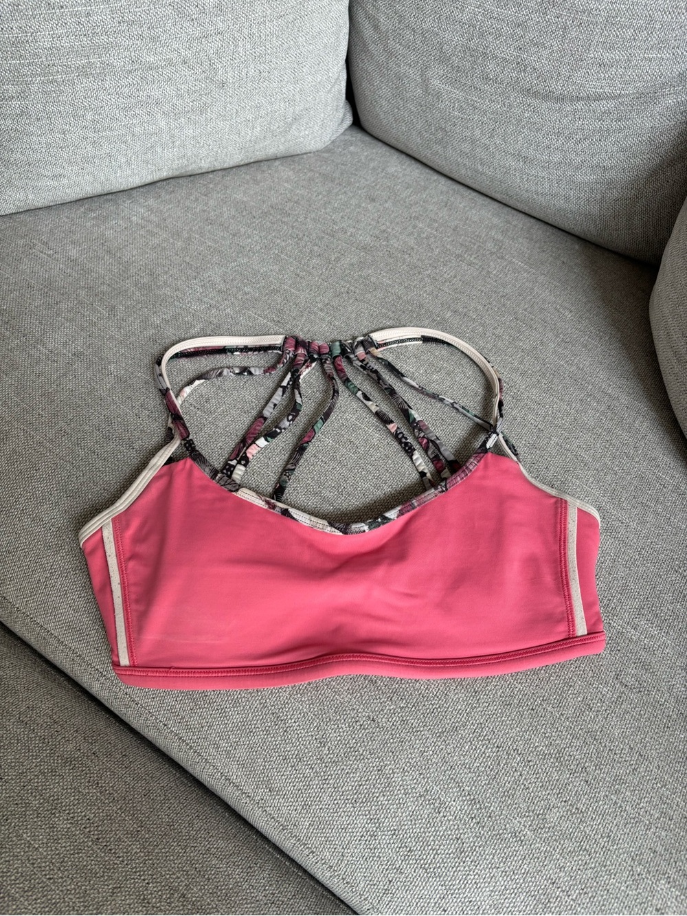 Lululemon Pink Strappy Sports Bra with Patterned Back